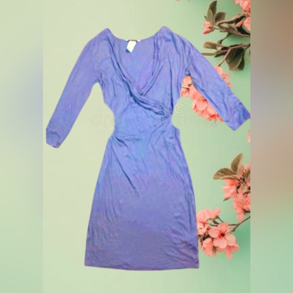 H&M Grey Faux-Wrap Long Sleeve Dress